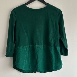 COS Cotton Silk Green Peplum-Style Long Sleeve Top Small
